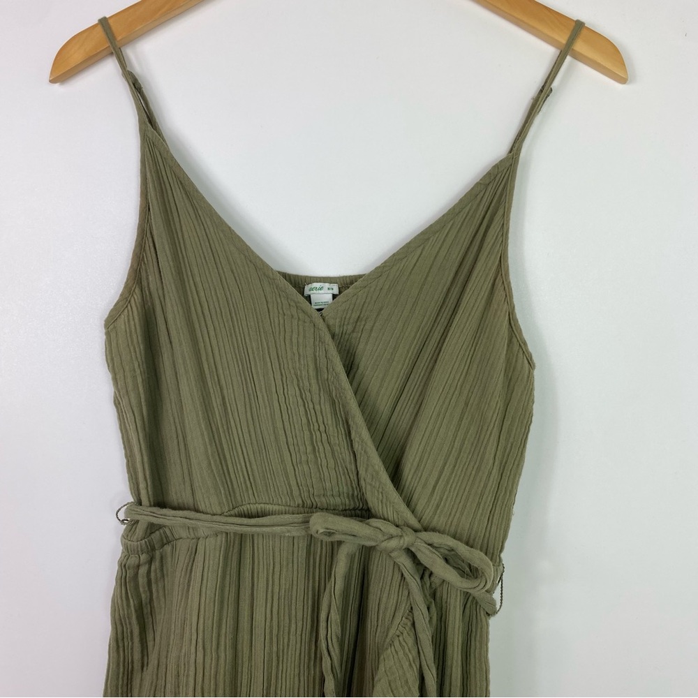Aerie dress green wrap dress with waist tie adjustable - Picture 8 of 14